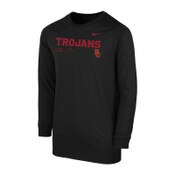 USC Trojans Youth Boys Nike Black SC Interlock Cotton Team Issue Long Sleeve T-Shirt